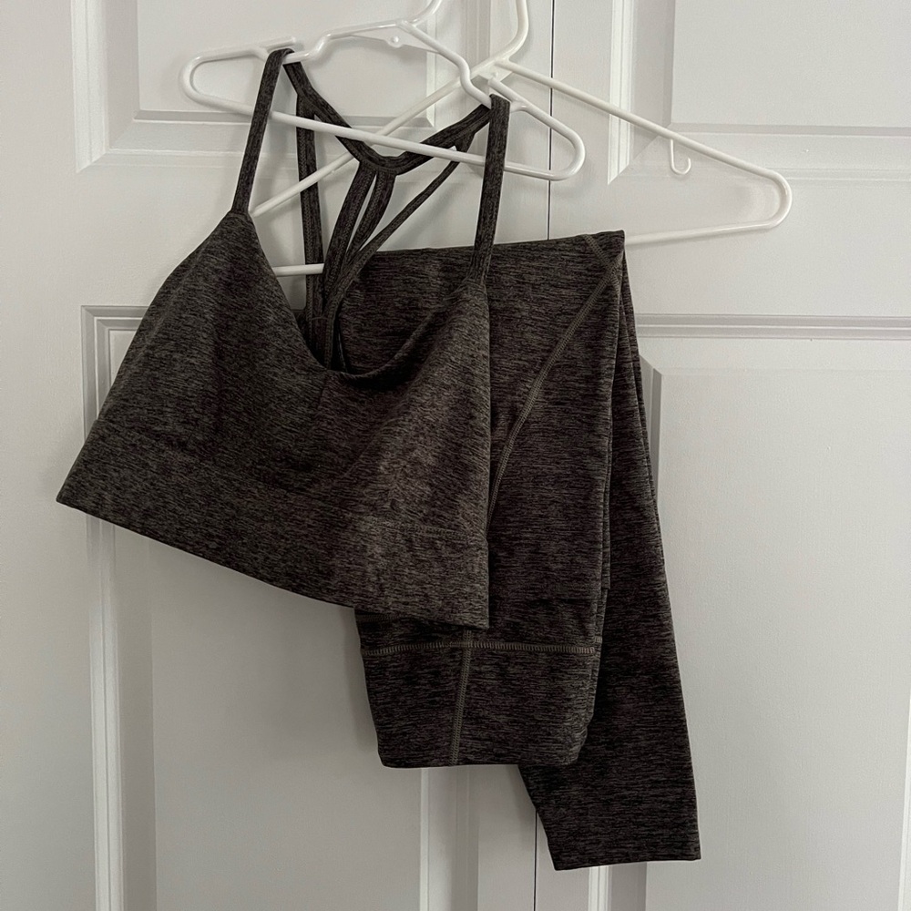 JoyLab Set Disco Brown High Rise Leggings SpaceDyed Pockets M Leggings S bra top